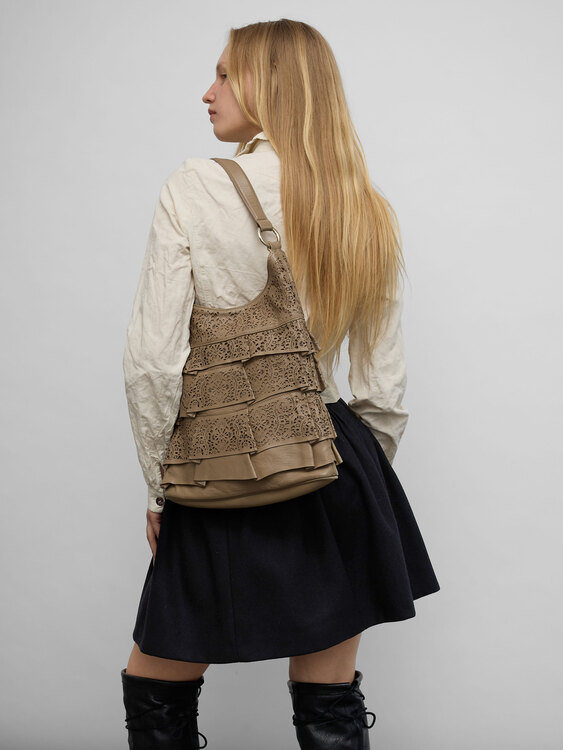 Blumarine Taupe Leather Handbag 