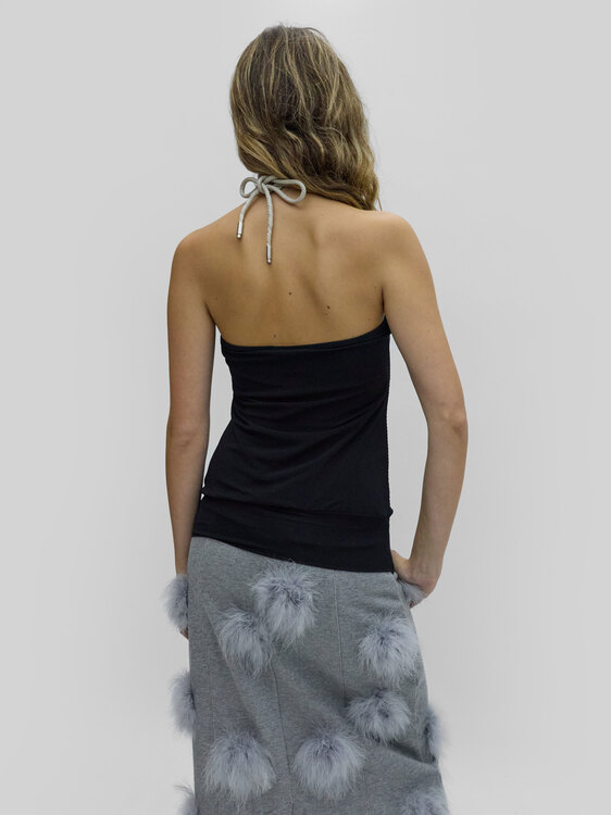 Extē Black Slinky Halter-Neck Top 