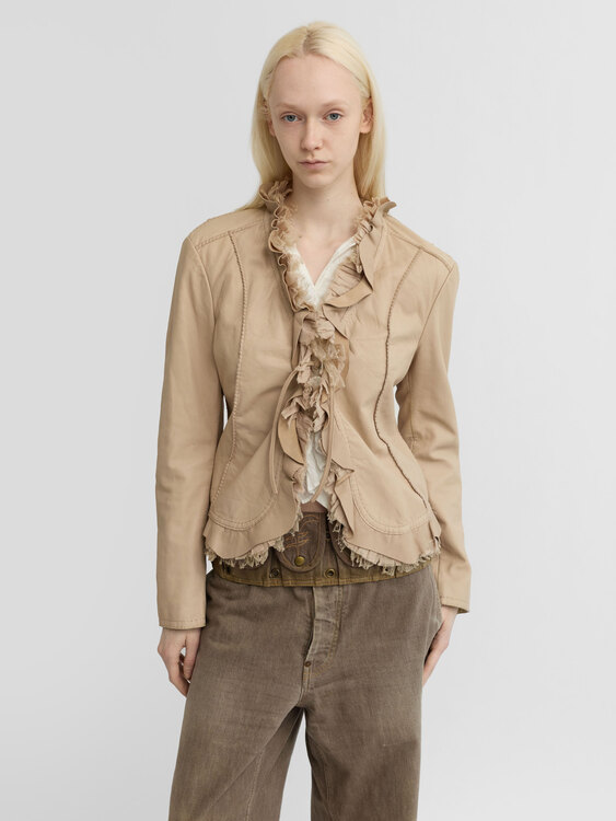Beige Leather Jacket 