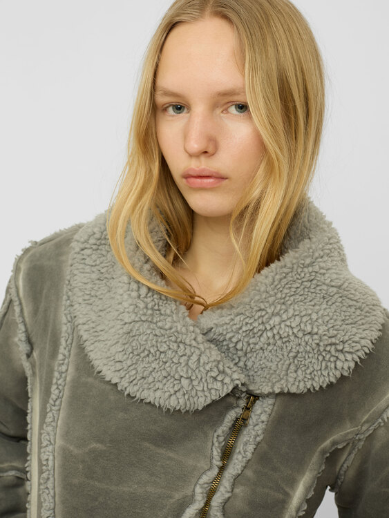 Grey Shearling Jacket 