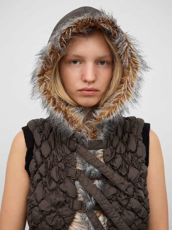 Brown Nylon Bubble Vest 