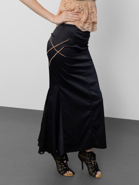 Black Satin Maxi Skirt 
