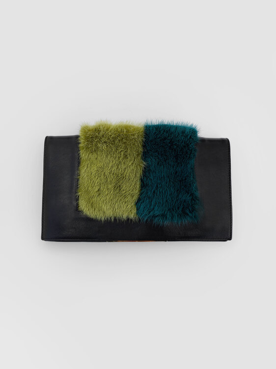 Dirk Bikkembergs Fur And Leather Clutch 