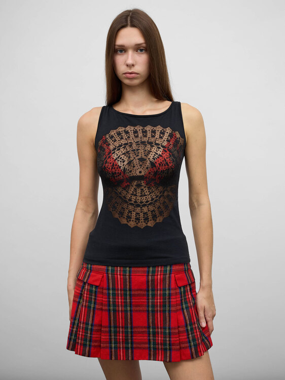 Mesh & Jersey Sleeveless Top 