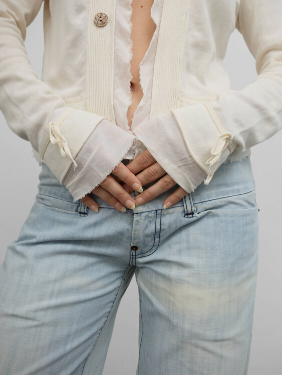 White Knitted Open Cardigan 