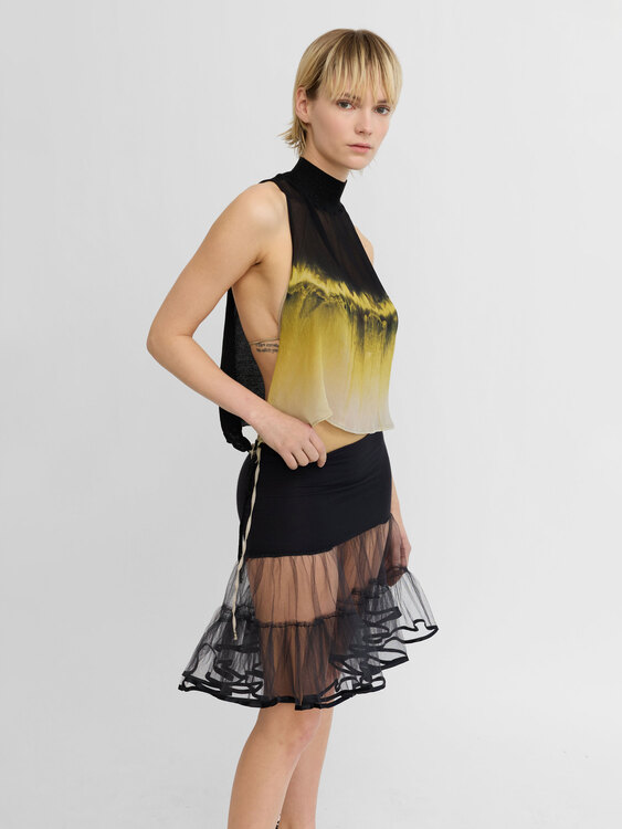 Mock Neck Cutout Sides Top 