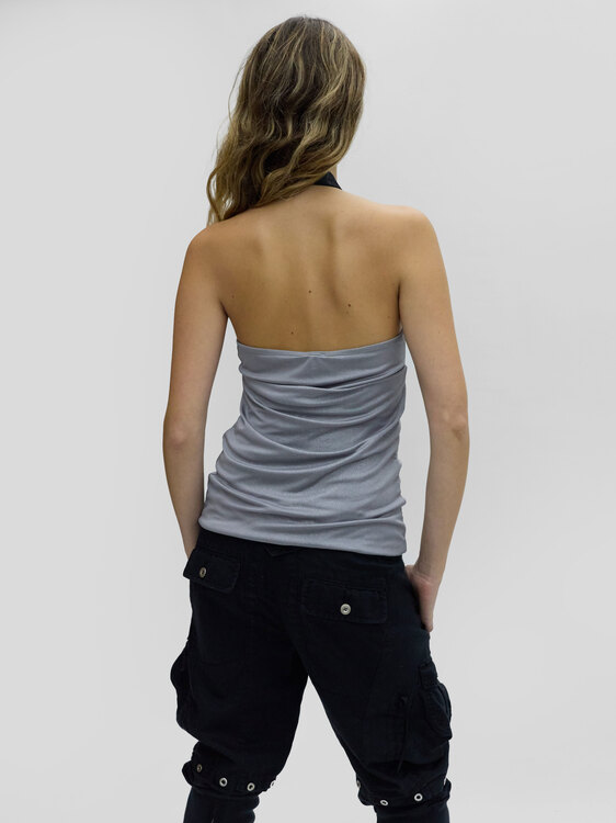 Extē Silver Halter-Neck Top 