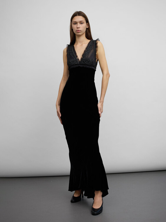 Gaultier Velvet And Chiffon Dress 