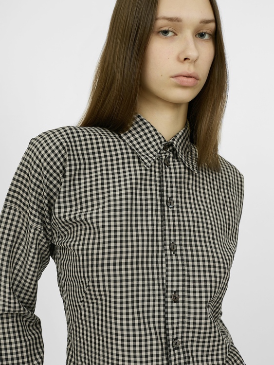 Gaultier Silk Gingham Open Back  Shirt 