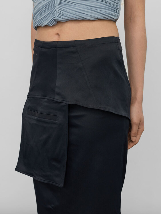 Black Satin Pencil Skirt 