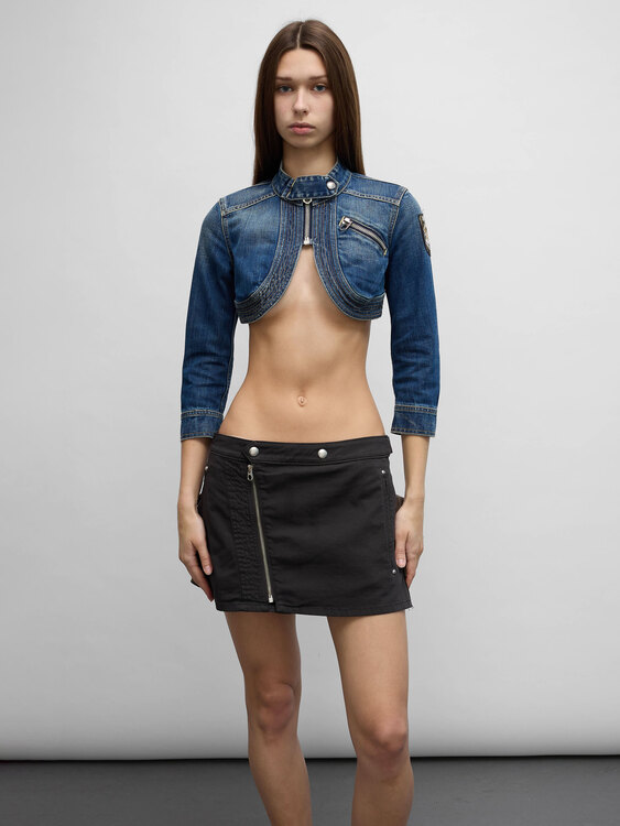 Nolita Denim & Silk Mini Skirt 