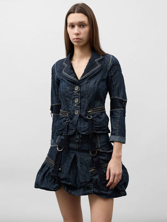 Crinkle Effect Denim Set 