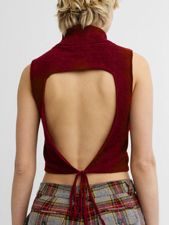 Sarah Pacini Backless Turtleneck Top 