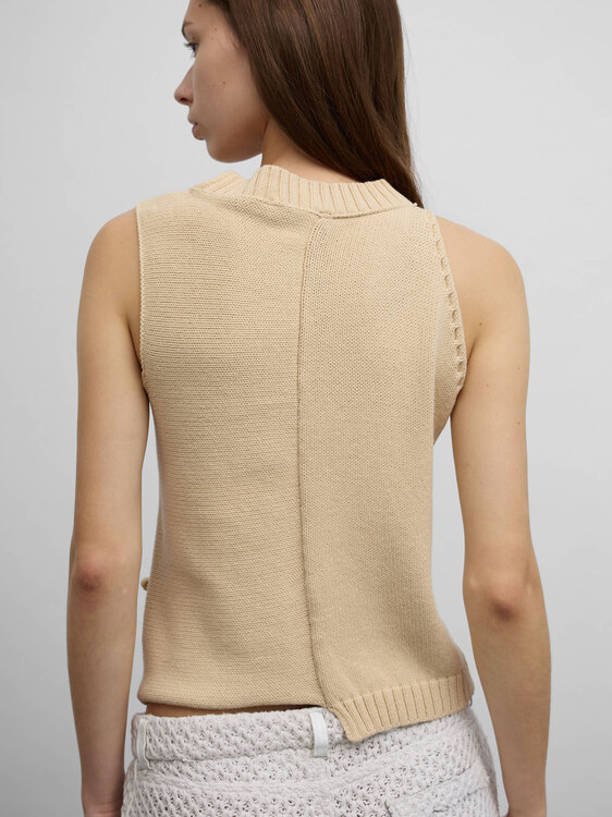 Beige Knitted Vest 