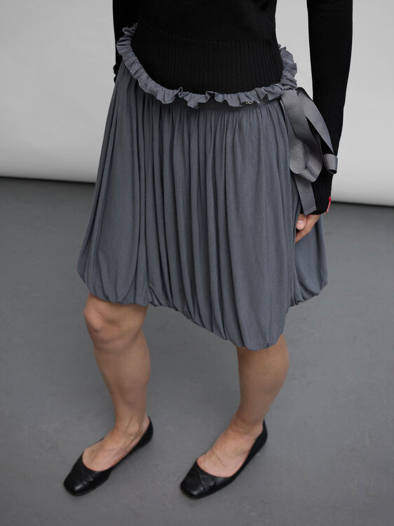 CNC Grey Balloon Midi Skirt 