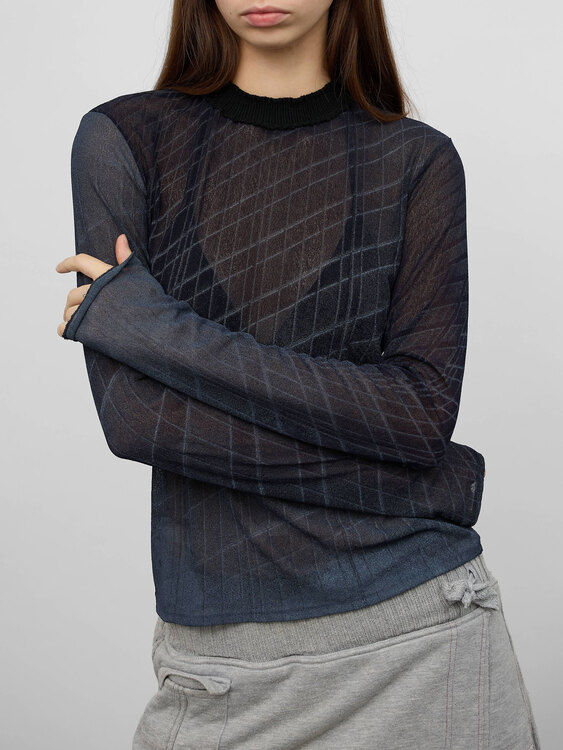 E-Play Graphic Print Mesh Top 