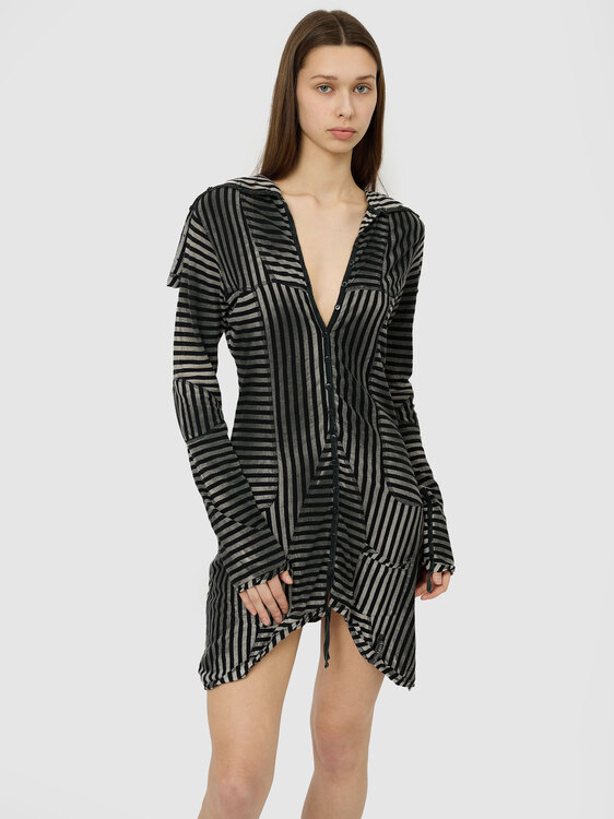 Deconstructed Striped Robe Dress 