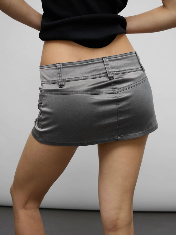 Silver Grey Stretchy Satin Skort 