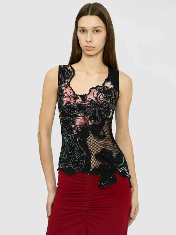 Deconstructed Abstract Floral Top 