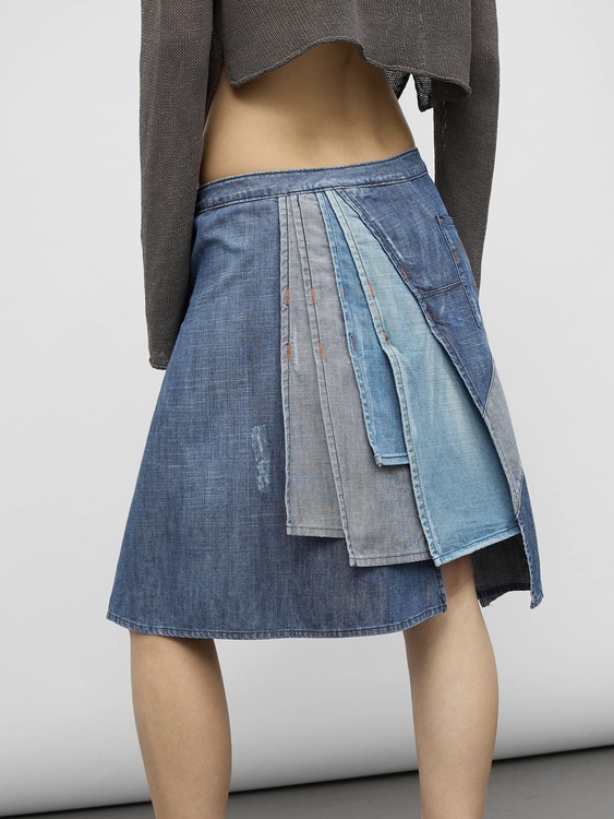 Michiko Koshino Denim Midi Skirt 