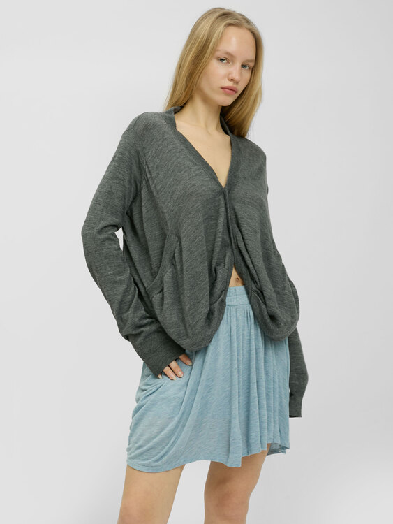 Fine Knit Button-Up Cardigan 