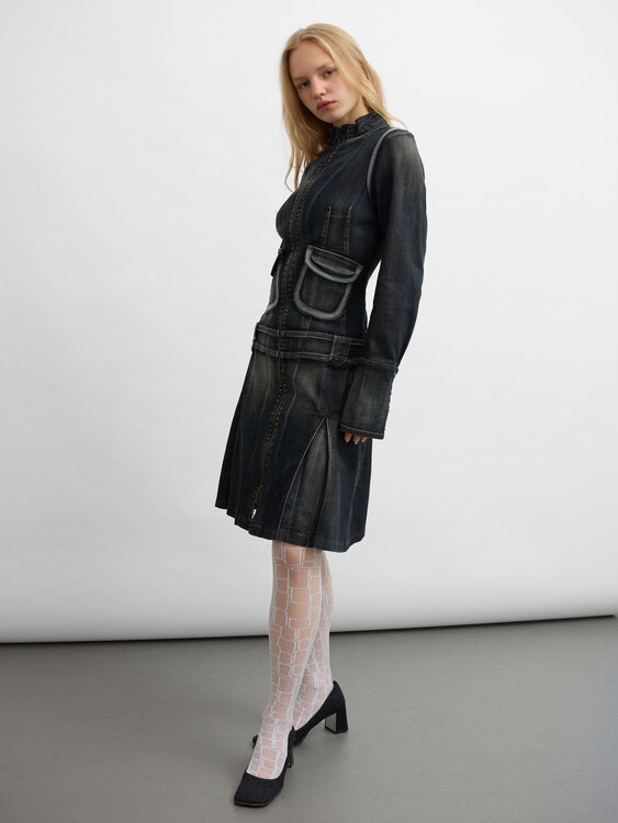 Dark Blue Denim Coat 