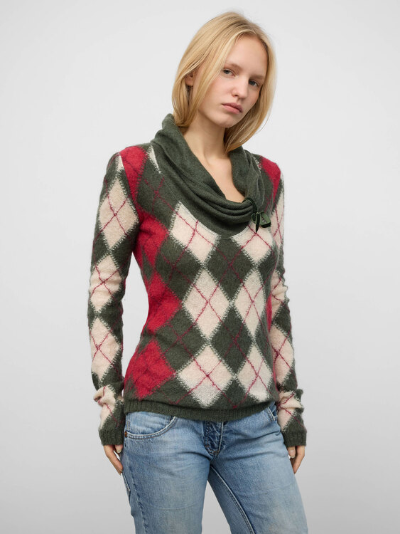 Fornarina Fine Knit Argyle Jumper 