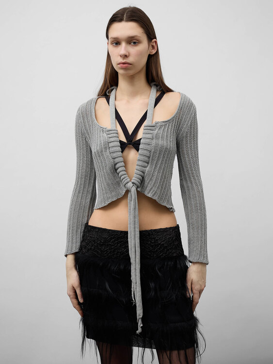 Grey Knitted Cardigan 