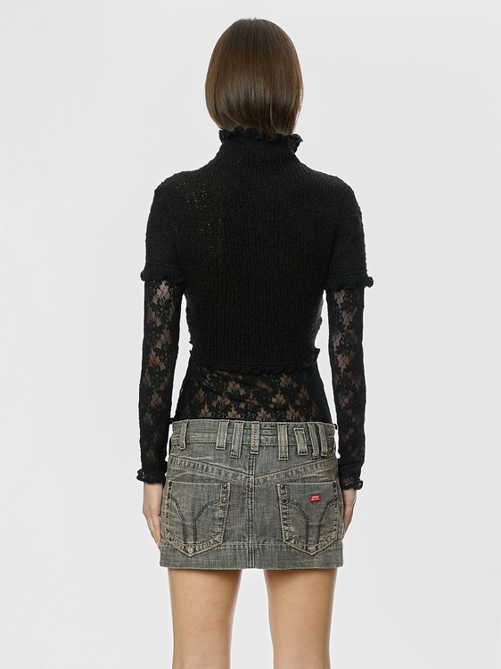 Black Lace and Knit Jumper 