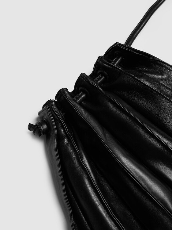 Black Leather Accordion Bag 