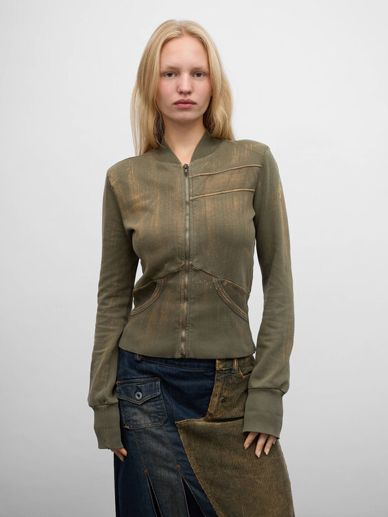 Diesel Bleached Effect Zip-Up Cardigan 