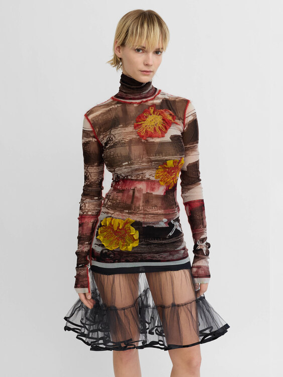 Gaultier Mesh Turtleneck Top 