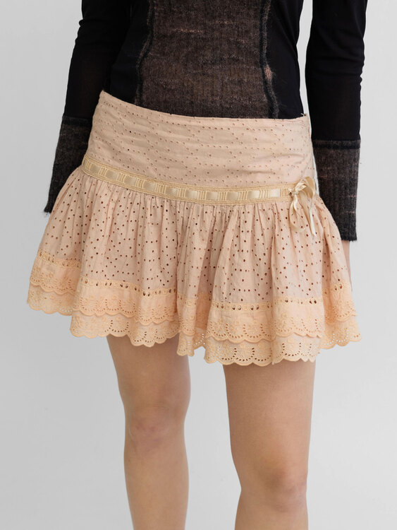 Peach Pink Ruffled Mini Skirt 