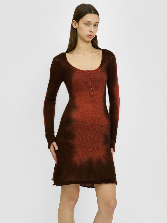 Brown And Orange Mohair Dress 