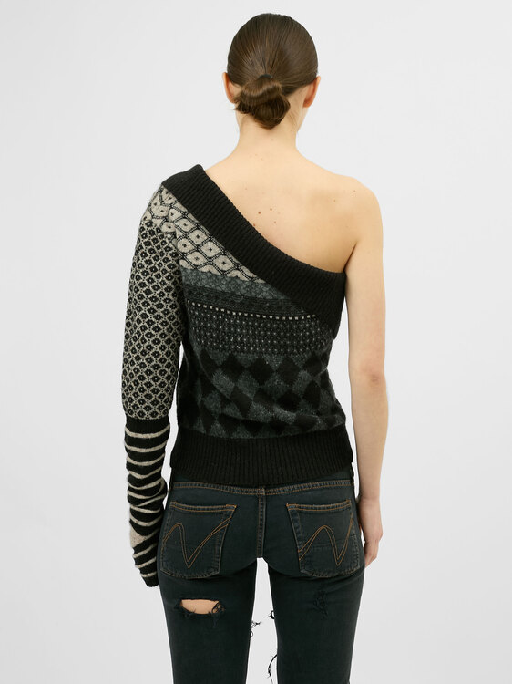 One Shoulder Patchwork Jumper 