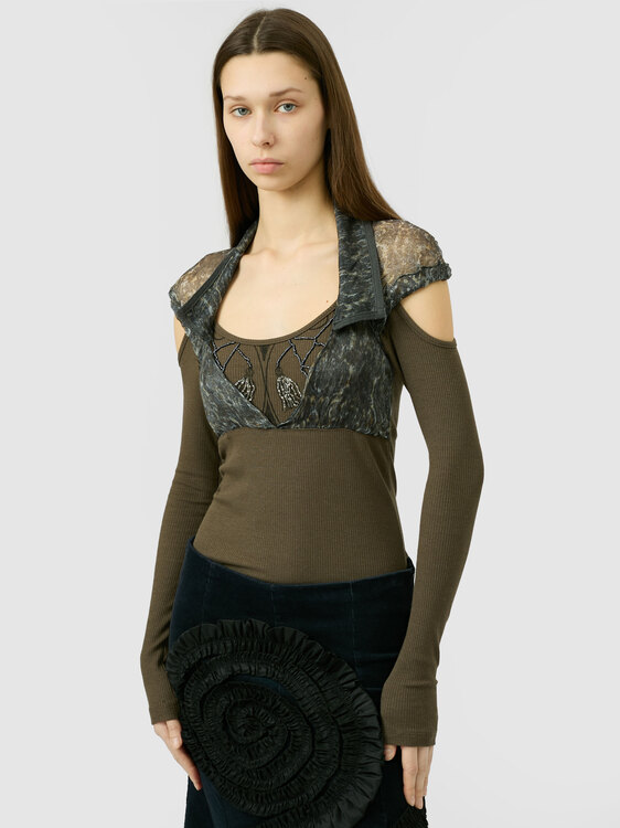 Embellished Cold Shoulder Top 