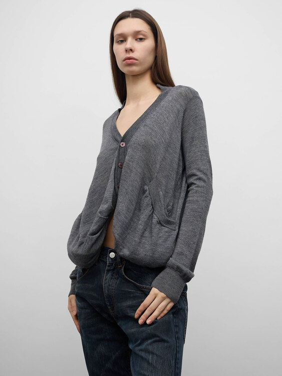 Fine Knit Button-Up Cardigan 