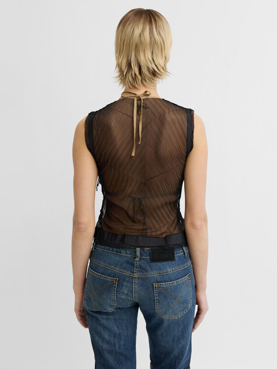 Black Mesh Sleeveless Top 