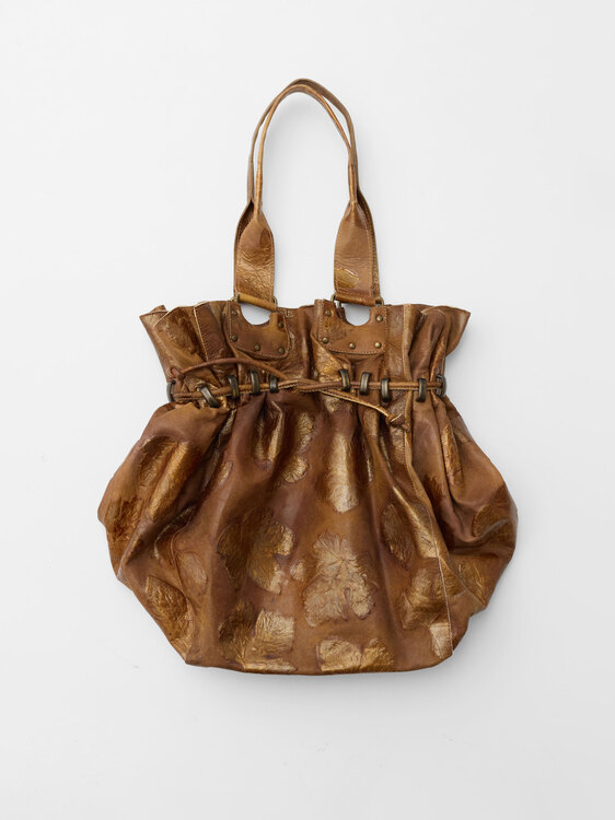 Embossed Leather Bucket Bag 