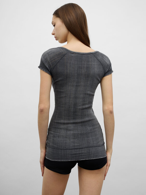 Rib Knit Acid Wash Top 