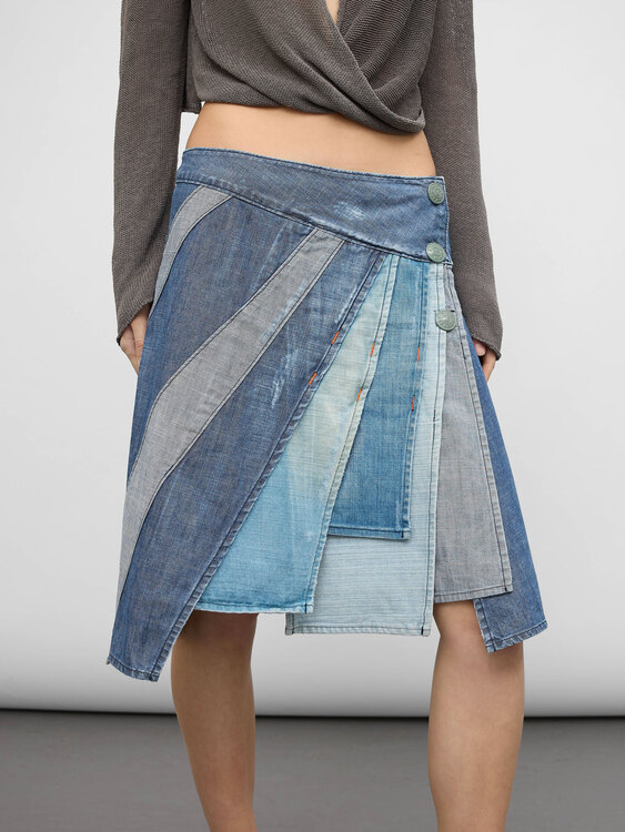 Michiko Koshino Denim Midi Skirt 