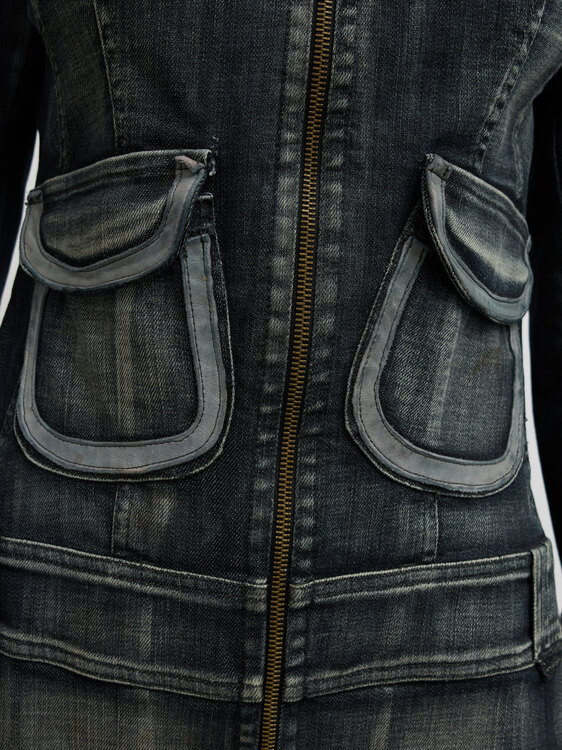 Dark Blue Denim Coat 