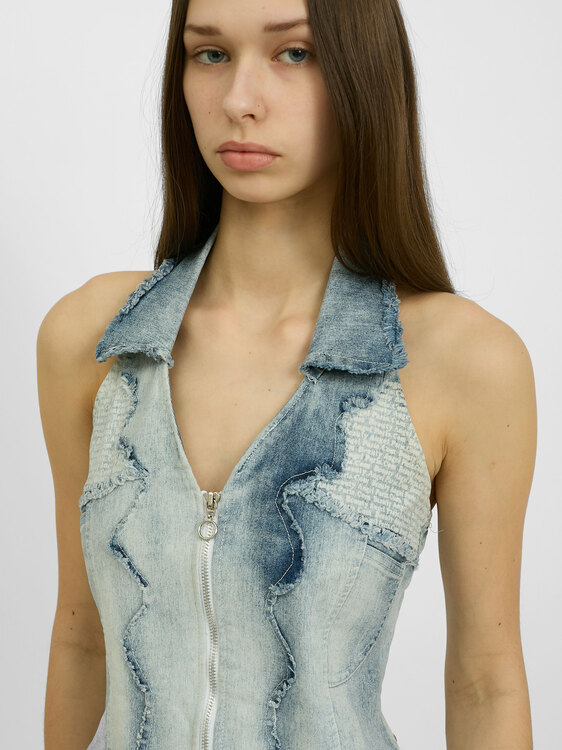 Denim Halter Vest 