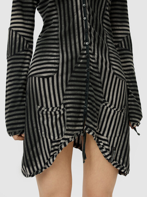 Deconstructed Striped Robe Dress 