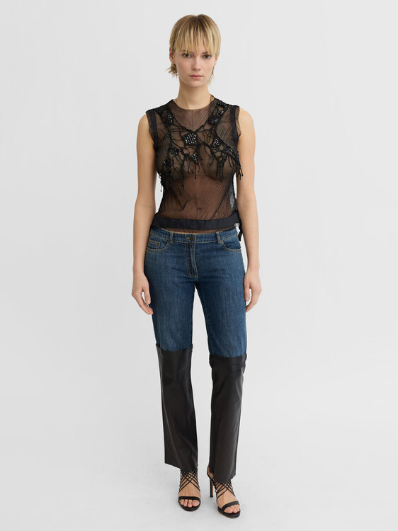 Black Mesh Sleeveless Top 
