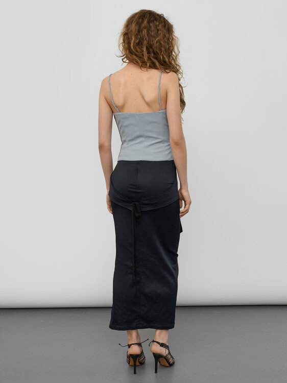 Black Satin Pencil Skirt 