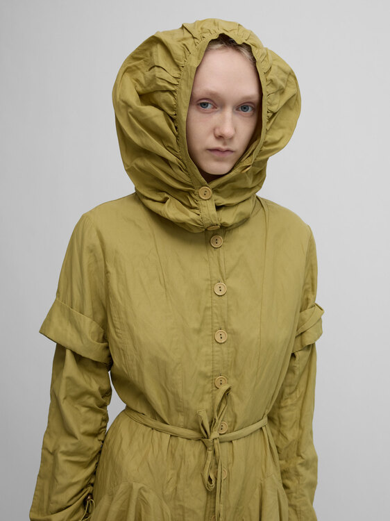 Yellow Wrinkled Effect Coat 