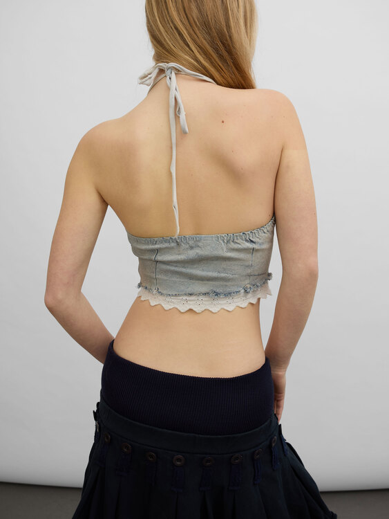 Glittery Denim Halter Top 