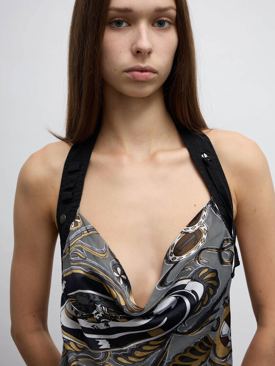Diesel Silk Appliqué Halter Top 