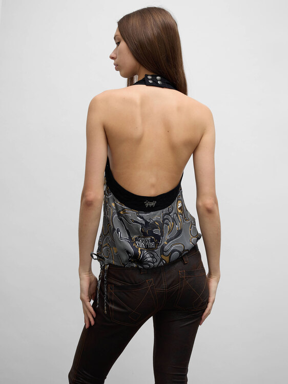 Diesel Silk Appliqué Halter Top 